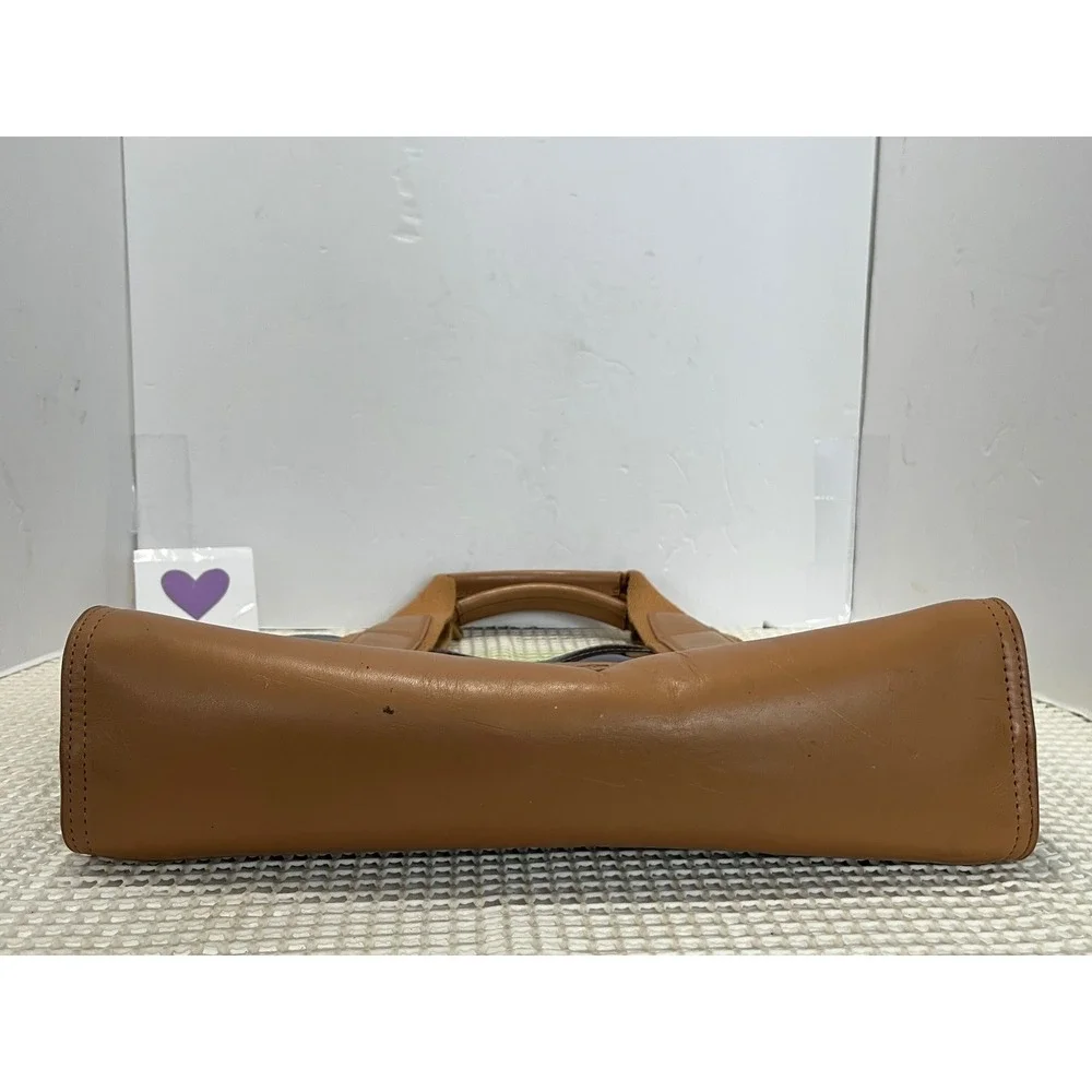 Tory Burch Jesse Mini Tote Surf Blue Navy Tan‎ Leather Handbag New imperfection